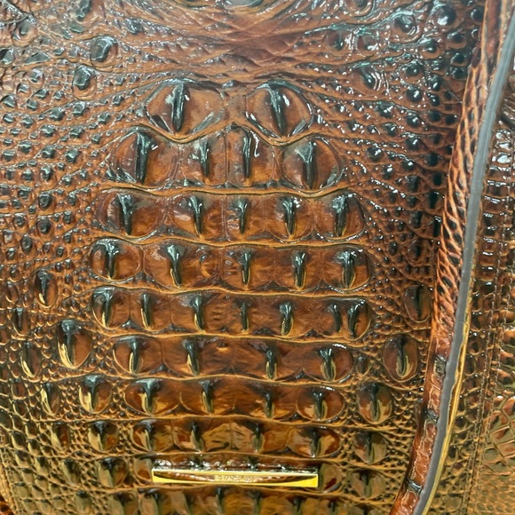 Brahmin Rich Brown Crocodile-Embossed Travel Bag - Picture 8 of 10